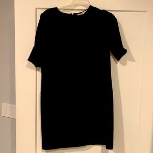 4P  black shift dress with ruffle sleeve loft